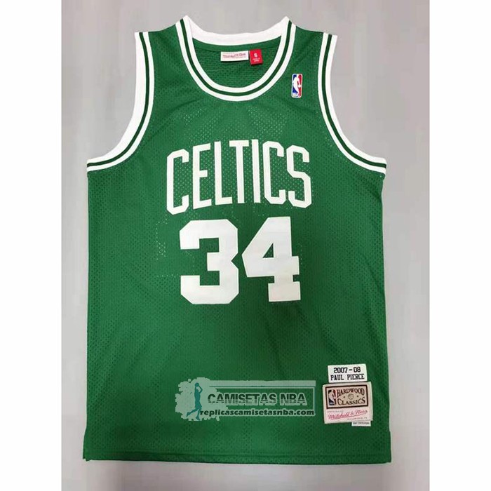 Camiseta Boston Celtics Paul Pierce NO 34 Hardwood Classics Throwback Verde